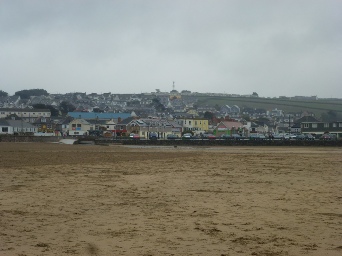 A wet day on the beach in Perranporth. 