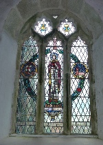 Stained glass window in St Breaca.
