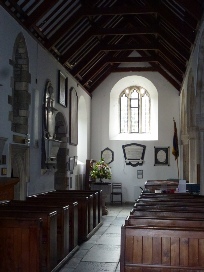 Inside the church of St Melorus Church.  