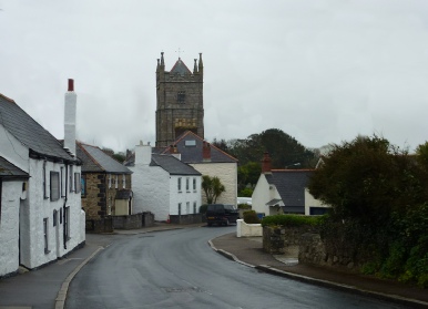 The street leading to the church in Phillack.