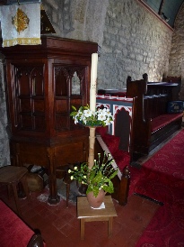 Near the pulpit in Towednack Church.