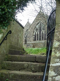 Stairway into the churchyard of St Hilary.