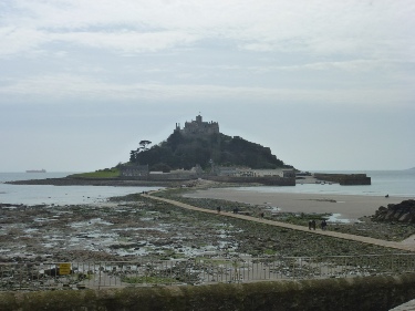 A view of St Michael's Mount off the coast of Marazion.