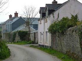 The road into Crowan village. 