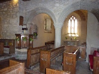 The interior of the church in Zennor.